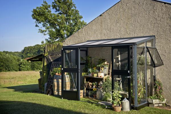 Gewächshaus Juliana Veranda 4,4 m² Anthrazit Schwarz 3mm Sicherheitsglas